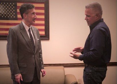 United States Congressman David Kustoff stopped at the Madison County Sheriff’s Office on Monday while he was in town and discussed law enforcement issues on the national level with Sheriff Julian Wiser.