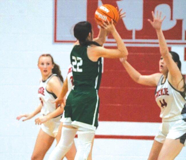 #22 Sophia Keeton puts up two against McKenzie.