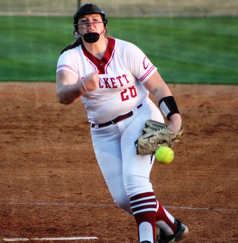 Crockett junior hurler Anna Stallings tossed another shutout Saturday, stopping Soddy Daisy 4-0 in the Southern Warrior Classic in Murfreesboro. (Photo by Ron Barry)
