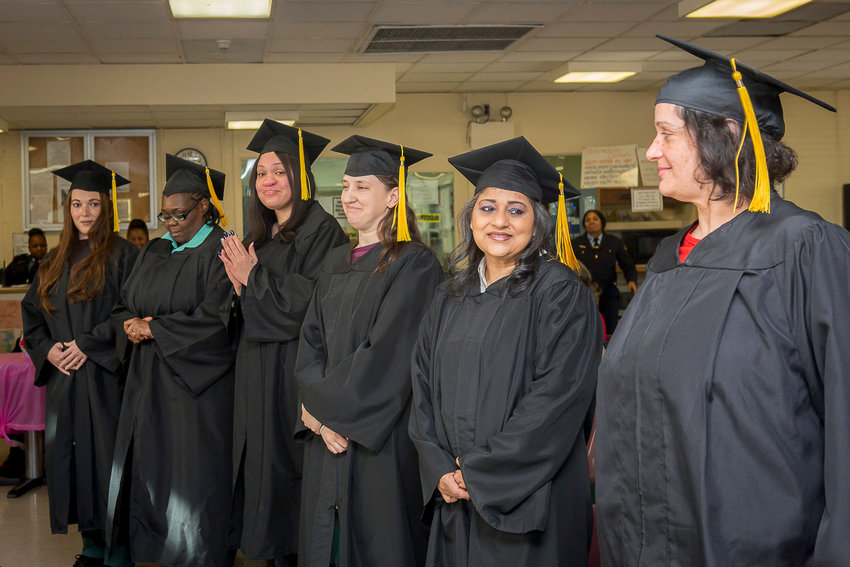 Graduating class from Sullivan Correctional facility. Over 150 applications were sent to Sullivan Community College the Sullivan Correctional facility and 24 students were selected to participate in the first cohort.