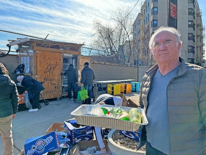 Kevin Kane, a retired teacher and musician, is one of the many volunteers who has cared for and helped asylum seekers who were staying at Van Cortlandt Motel. He would bring hot food directly to the shelter six times a week. The Friendly Fridge Foundation has redirected thousands of pounds of food taken from places like Addeo
