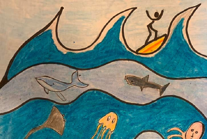 An aquatic scene is one of many drawings artist Nina Velazquez has posted on Facebook as part of a series for families and children wherein she encourages fun while staying at home during the pandemic.