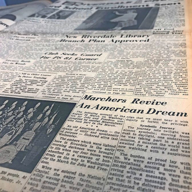 A recounting of the original March on Washington for Jobs and Freedom appeared on the front page of The Riverdale Press on Sept. 5, 1963..