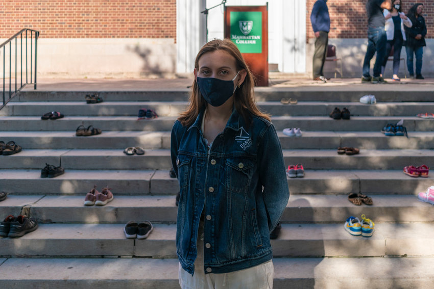 Alexandria Villase&ntilde;or, 15, delivers an impassioned speech at Manhattan College&rsquo;s &lsquo;shoe strike&rsquo; Sept. 22. The strike was held during Climate Week NYC, aiming to raise awareness about climate change in the same spirit as last year&rsquo;s Global Climate Strike.