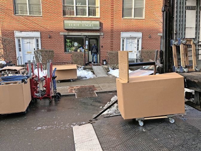 Moving trucks were outside U.S. Rep. Eliot Engel's district office on Johnson Avenue this past Tuesday, clearing out as 2020 comes to a close. His successor, Congressman-elect Jamaal Bowman, is set to be sworn into Engel's old seat on Jan. 3.