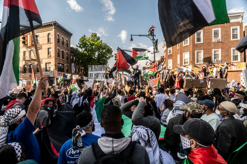 Pro-Palestinian demonstrators marched in Brooklyn&rsquo;s Bay Ridge last Saturday over Israeli airstrikes in Gaza that have reportedly killed more than 212 people there. The latest conflict between Israel and Palestinians is said to have broken out after an Israeli police raid on the al-Aqsa Mosque last week.