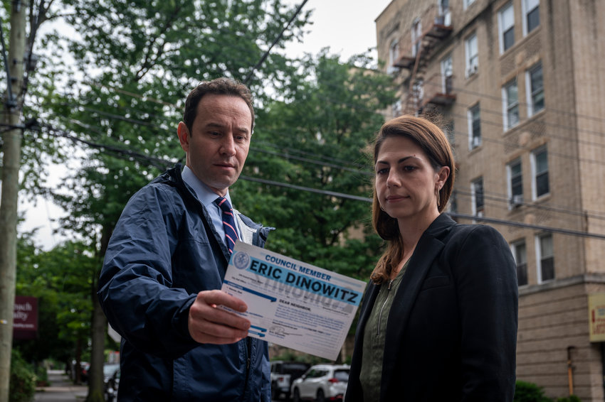 Dan Padernacht and Abigail Martin, both candidates seeking the Democratic nomination for the local city council seat, said they were surprised &mdash; and appalled &mdash; to see Councilman Eric Dinowitz use taxpayer money to send out what they say looks a lot like a political mailer. Such correspondence is technically illegal under city election law, but lawmakers have gutted that provision over the year, essentially allowing Dinowitz free reign to use his office this way.