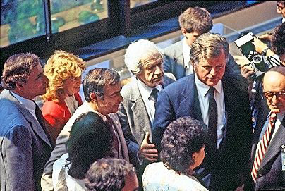 Massachusetts senator Ted Kennedy joined then Hebrew Home at Riverdale leader Jacob Reingold for one of several Grandparents Day events held at the Palisade Avenue facility over the years. Reingold&rsquo;s son, Dan, continues the tradition to this day, even with the coronavirus pandemic continuing to linger.