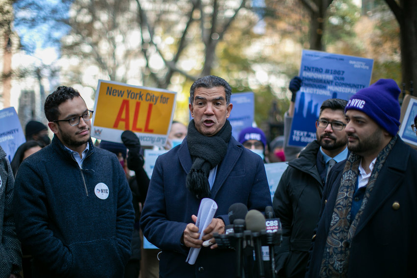 Councilman Ydanis Rodriguez rallied with several of his City Hall colleagues and advocates to pass his &lsquo;Our City, Our Vote&rsquo; bill. The legislation would give voting rights to the roughly 800,000 non-citizens living in New York City.