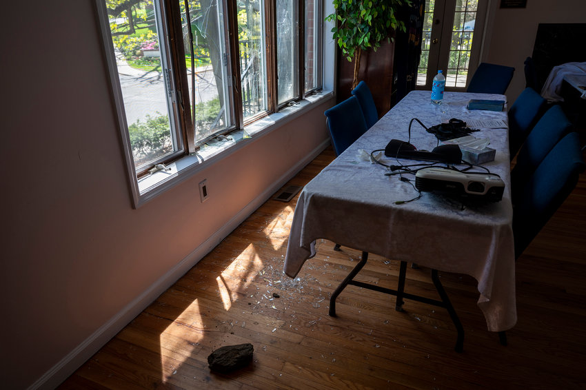 The prayer room window at Chabad Lubavitch of Riverdale was smashed by a vandal last year in what law enforcement officials described as a part of a series of hate crimes. Jordan Burnette has been charged with vandalizing this synagogue and at least three others &mdash; all within a short distance from his Spuyten Duyvil home.