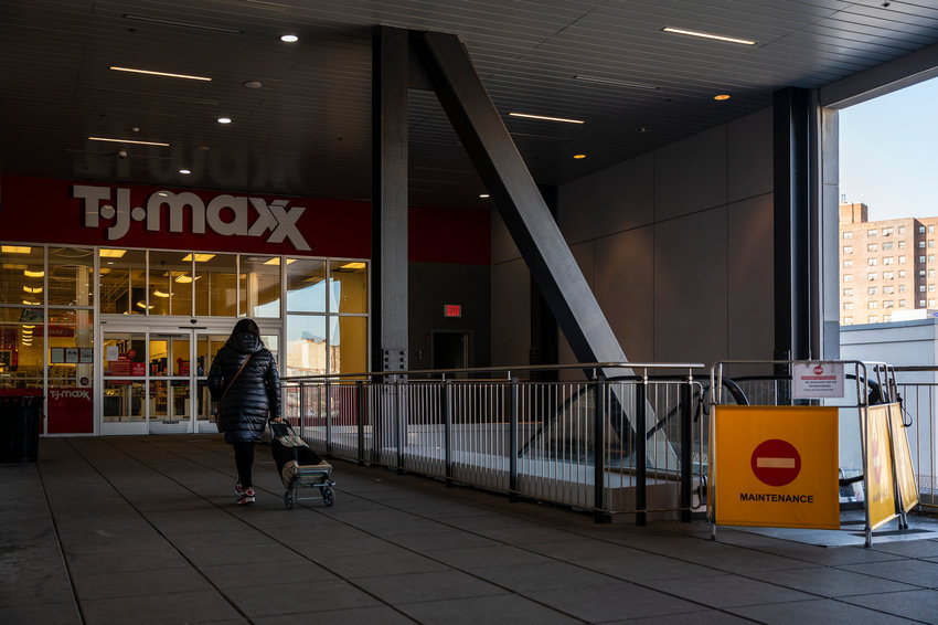 The exterior of TJ Maxx on West 231st Street on Monday morning, March 14, 2022.