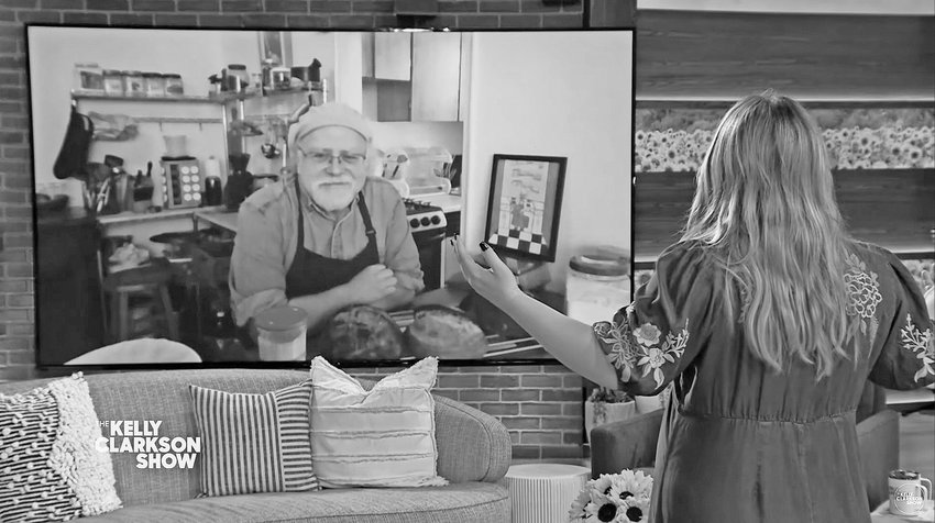 Kelly Clarkson, host of the syndicated talker 'The Kelly Clarkson Show,' interviews the 'Bread Baker of Riverdale' Arnie Adler in late March, sharing his sourdough hobby he developed during the pandemic. It was featured in The Riverdale Press.