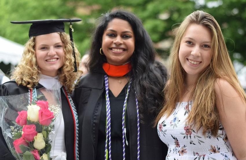 Sydney Waitt, far right, is one of a number of students with concerns about traveling to the Meadowland Exposition Center in New Jersey for Manhattan College&rsquo;s graduation. Being immuno-compromised, she can&rsquo;t say she's not worried to share indoor space among people who may not be vaccinated.