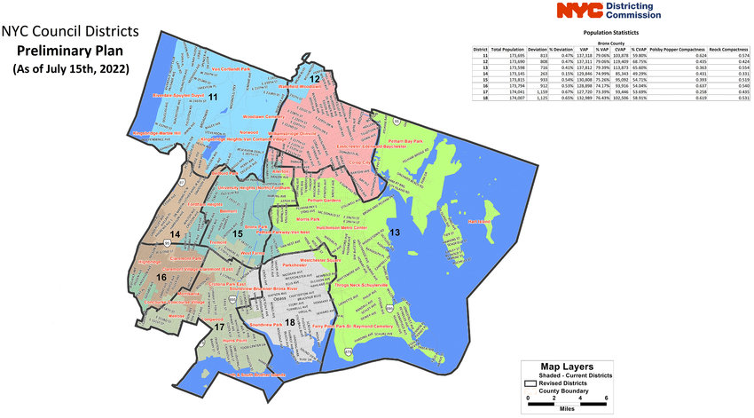 A first draft of the map of the borough&rsquo;s new City Council districts shows that the commission wants to add more of Kingsbridge Heights to District 11 while cutting out Wakefield to the east.