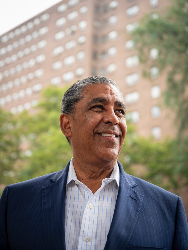 U.S. Rep. Adriano Espaillat in Marble Hill Aug. 1 just three weeks before the primary.