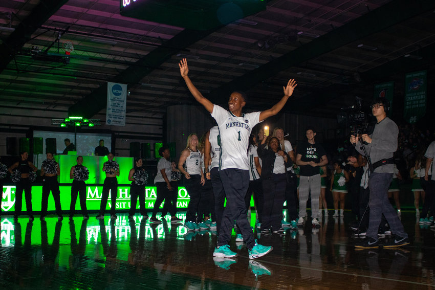 Manhattan College point guard Dee Dee Davis enters the court during this year&rsquo;s Manhattan Madness as the women&rsquo;s basketball team is introduced. Davis was named pre-season player of the year in the MAAC.