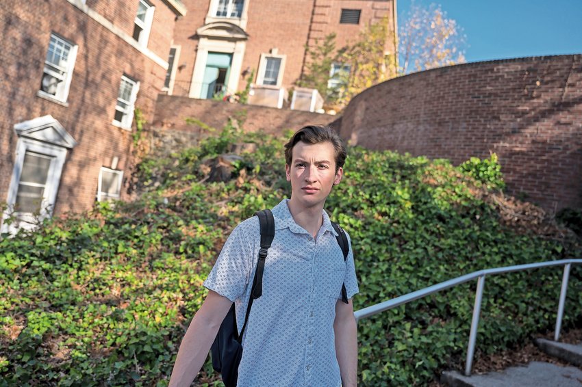 Michael Falco, a senior at Manhattan College, is inspired by the works of &quot;The Strain&quot; co-author Chuck Hogan, who spoke recently at the school.