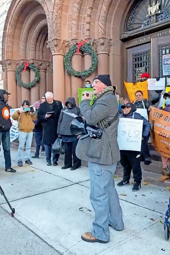 Organizers who traveled to Albany in front of city hall got out their message for a state version of the New York City Right to Counsel law on Tuesday.