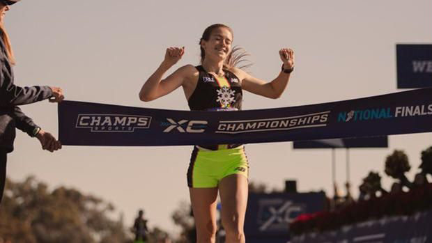 Karrie Baloga of Cornwall Central High School in Orange County registered a winning time of 16:49.2 in the 2022 Champs Sports Cross Country National Championships held at Balboa Park in San Diego on Dec. 10.