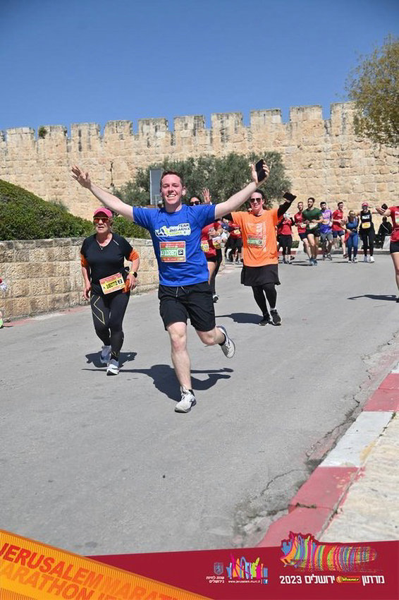 Boaz Kahn of North Riverdale was among the many finishers in the 10K portion of the International Jerusalem Winner Marathon on March 17.