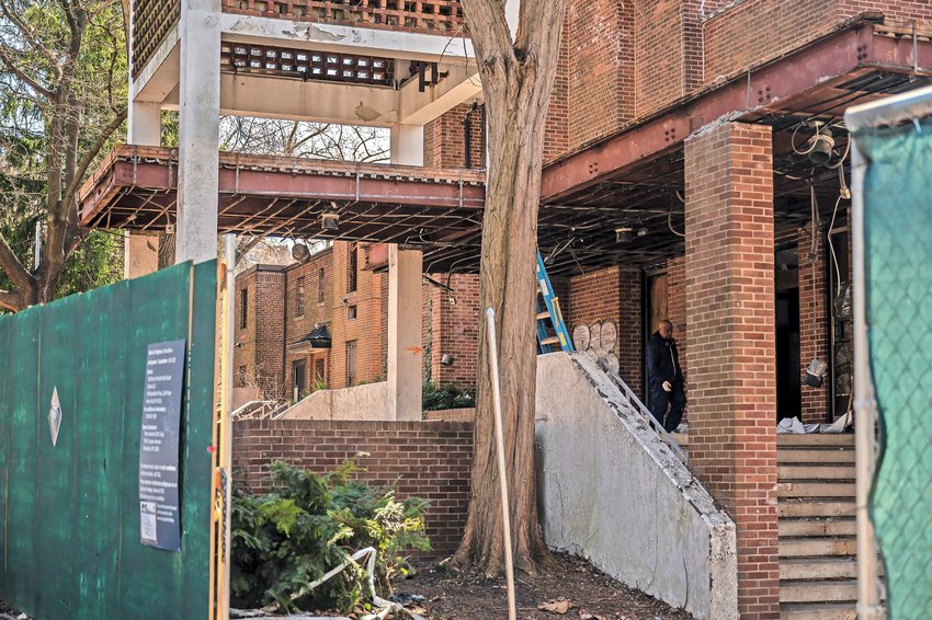 Demolition is underway at the Church of the Visitation site on Monday, March 27, 2023.