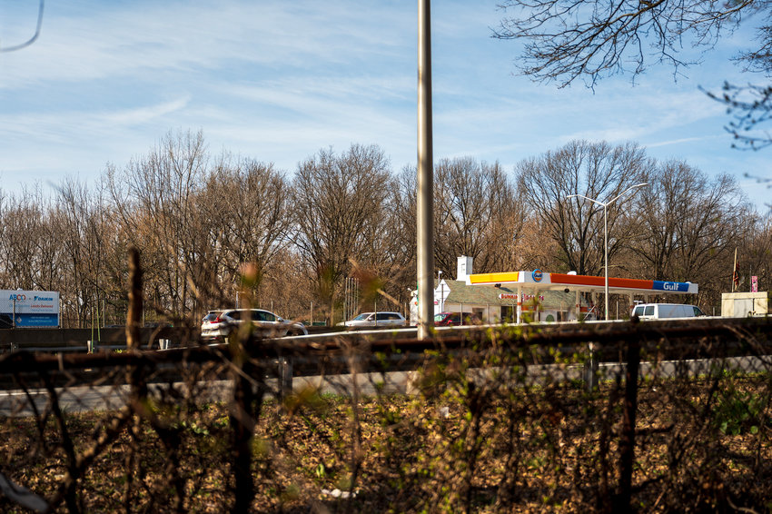 The Major Deegan Expressway is seen near a gas station that is a marker where the proposed multi-million dollar pedestrian bridge in Van Cortlandt Park would be. It would connect one part of the park through the Allen Shandler Recreation Area to the other over the Major Deegan Expressway.