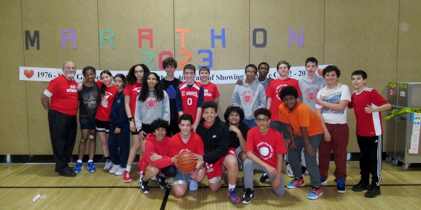 Mr.McCarthy with his class during their final Annual Charity Basketball Marathon.