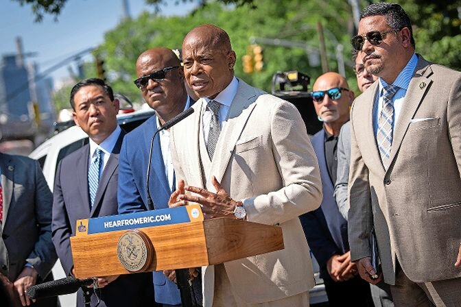 Mayor Eric Adams joined NYPD Commissioner Edward Caban, SBS Commissioner Kevin Kim, and representatives from the auto dealer industry in announcing a plan to combat car thefts throughout the five boroughs.