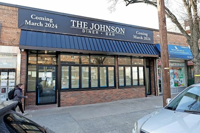 The outside of The Johnson Diner &amp; Bar on Monday, Feb. 27. Owners say the business will open mid-March and will feature dishes like the classic Greek salad, roasted lemon chicken, buttermilk pancakes, &ldquo;creative&rdquo; waffles for kids, fun sandwiches, and beer battered shrimp tacos.