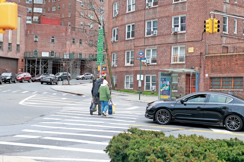 Pedestrians cross the intersection at Bailey Avenue and Van Cortlandt Park South. The city&rsquo;s transportation department says this intersection is a danger to pedestrians.