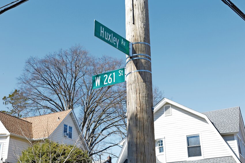 The intersection of West 261st Street and Huxley Avenue, currently a two-way stop sign intersection, will be reviewed for potential upgrades by NYC DOT following a two-car collision on March 4.