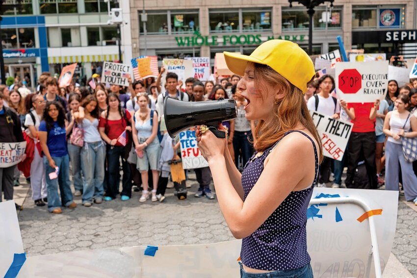 Students from more than two dozen high schools took to Union Square with handmade signs.