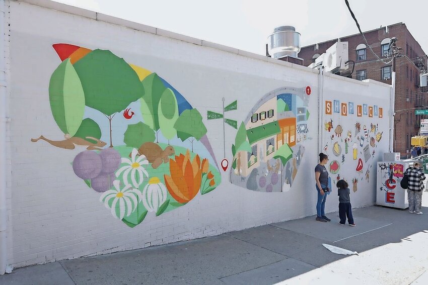 Bailey Avenue and West 238th Street Mural, as commissioned by the Kingsbridge-Riverdale-Van Cortlandt Development Corporation and designed by local artists Lisa San Felice and Ian Sullivan.