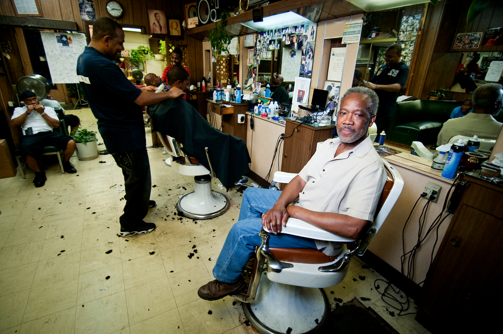 Rosey in his barber chair.