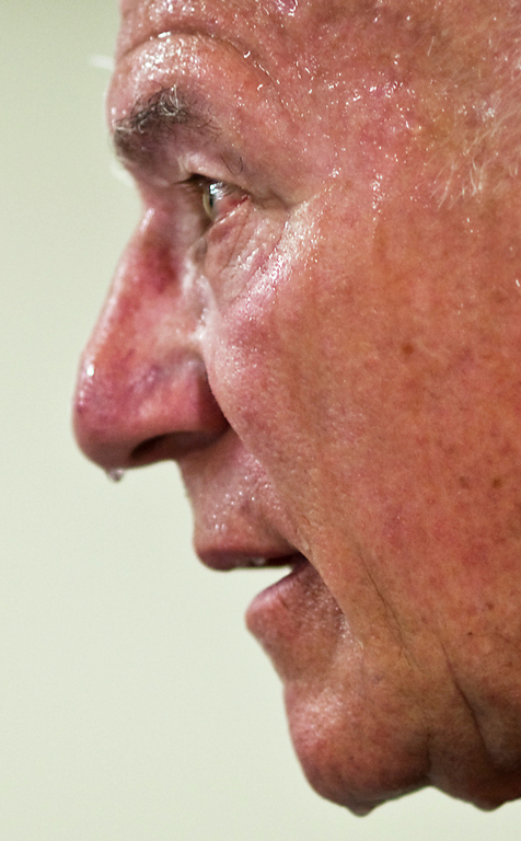 Van Cortlandt Village resident Tom Chartier, 66, is dripping with sweat as he pauses between sets.