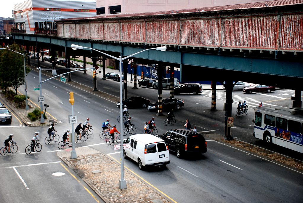Participants in the 15th annual Tour de Bronx passed under the 242nd Street subway station after leaving the Van Cortlandt Park rest area on Oct. 24, 2010.