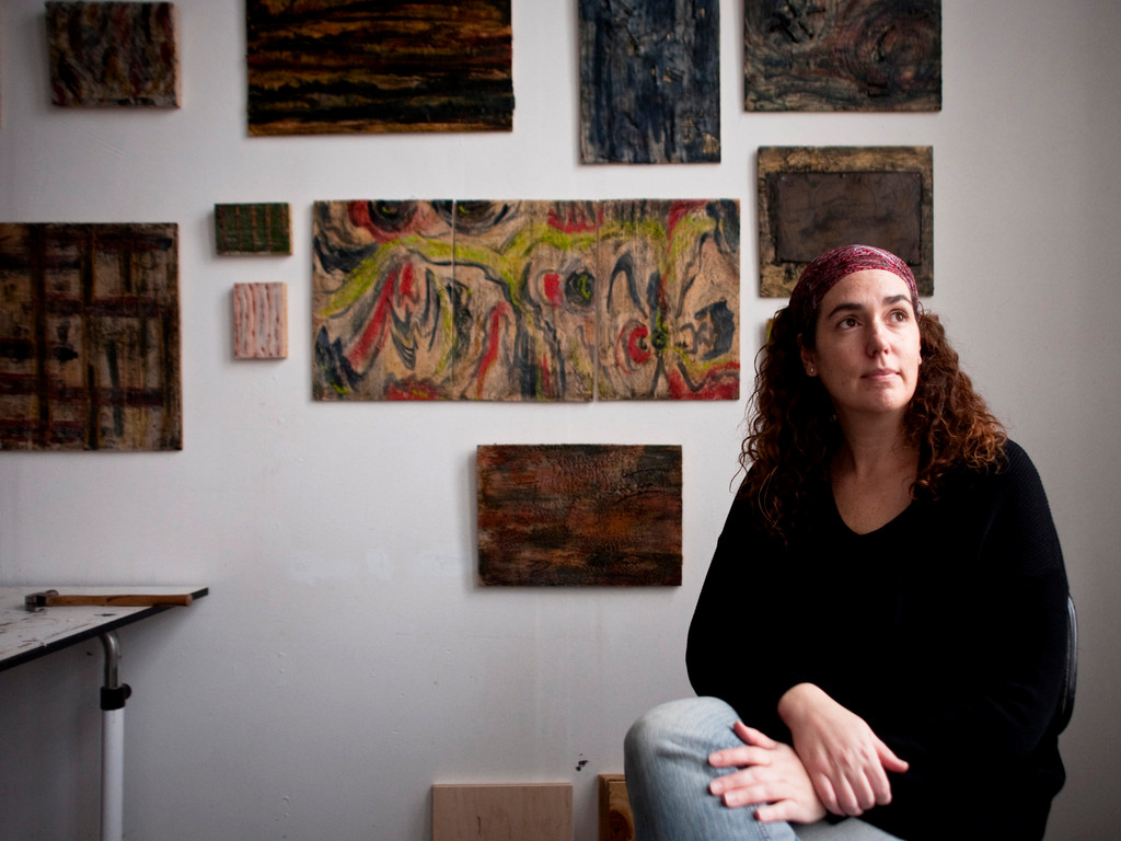 Artist Deborah Yasinsky in her studio at the YoHo arts space in Yonkers.