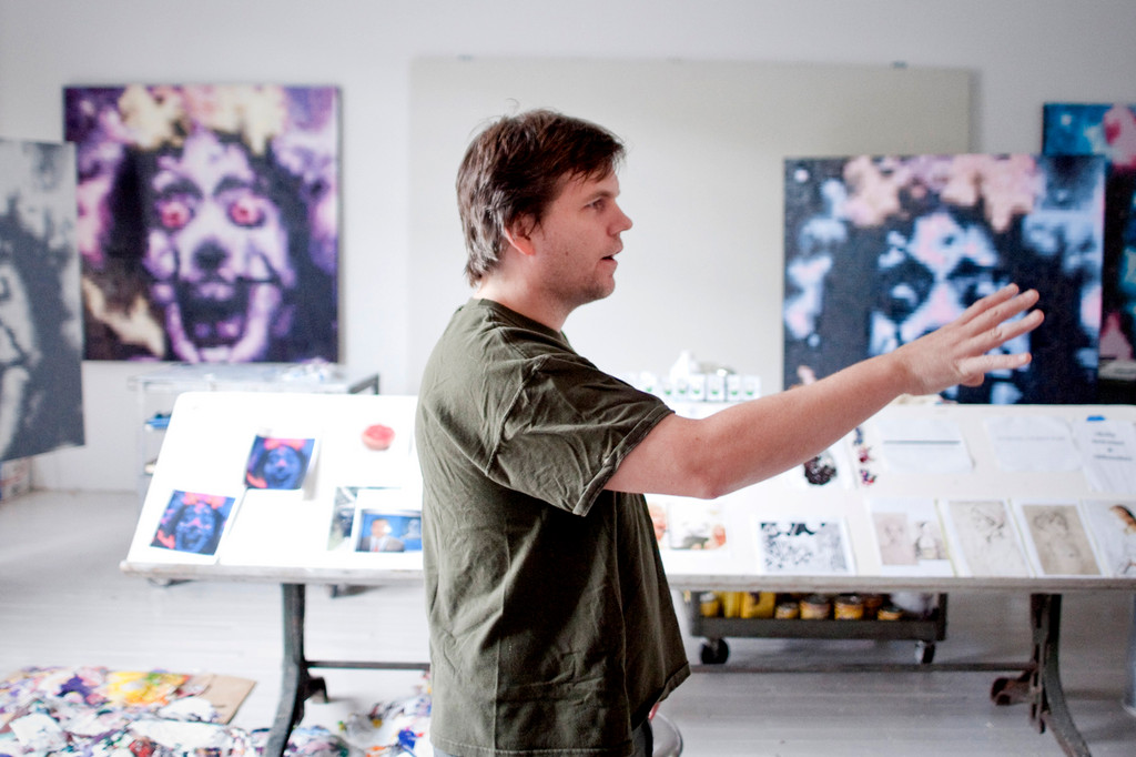 Artist Angus Schlitz in his studio at the YoHo arts space in Yonkers.