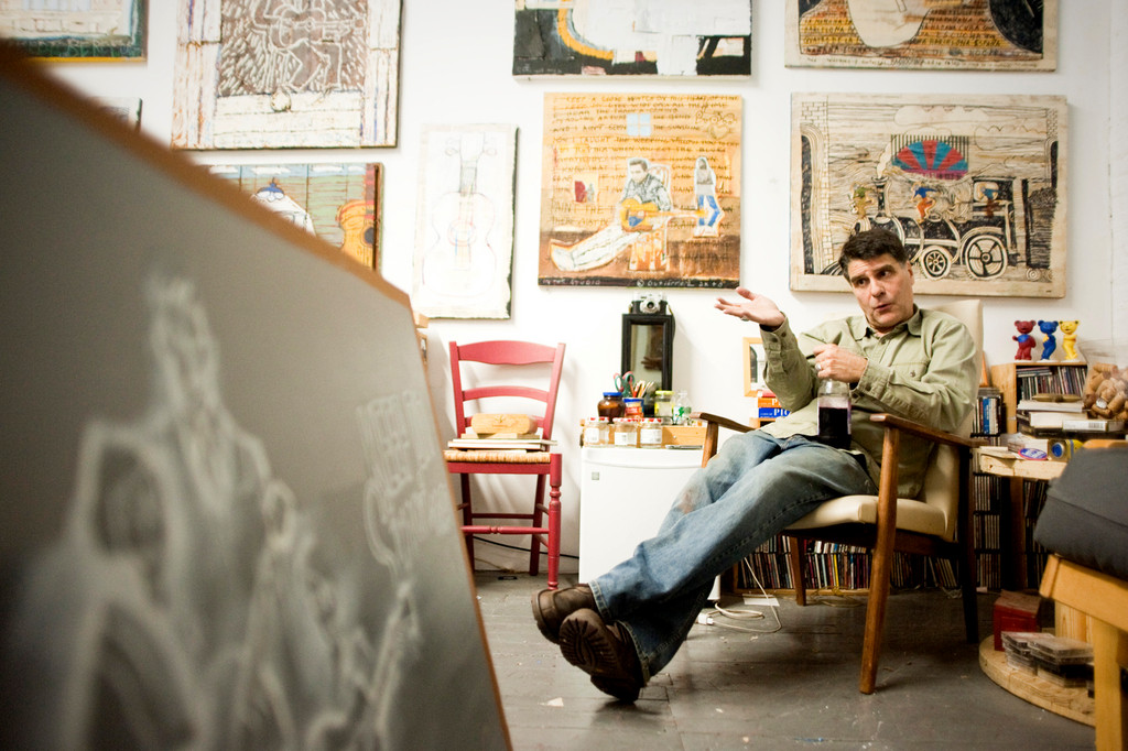 Artist George Gutierrez in his studio at the YoHo arts space in Yonkers.