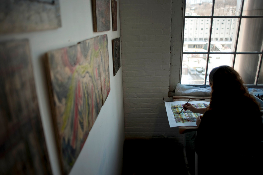 YoHo artist and Riverdale Resident Deborah Yasinsky works in her Yonkers Studio on Nepperhan Ave. on Jan 13.  Deborah is one of two Riverdale artists featured in the Blue Door Gallery's third annual juried members-only exhibition.