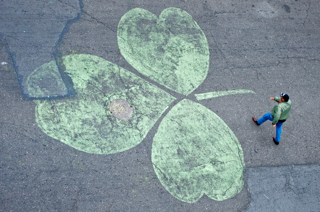 A shamrock painted on West 238th Street, just east of Broadway, belies Kingsbridge's past as an Irish immigrant enclave.