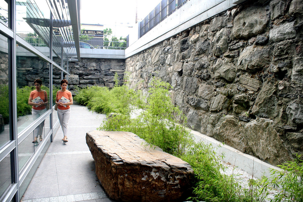 The new Kingsbridge Public Library features a garden where visitors can read and lounge outdoors.