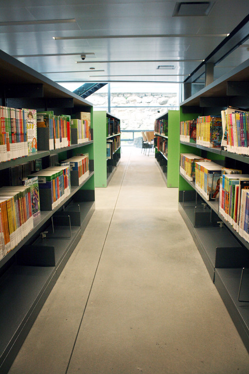 The new Kingsbridge Public Library features thousands of volumes of books for visitors to enjoy.