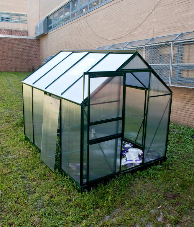 A greenhouse, donated by the New York Botanical Garden, at PS 244.