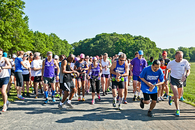 Runners in the Ramble for Boston take off in Van Cortlandt Park Saturday.