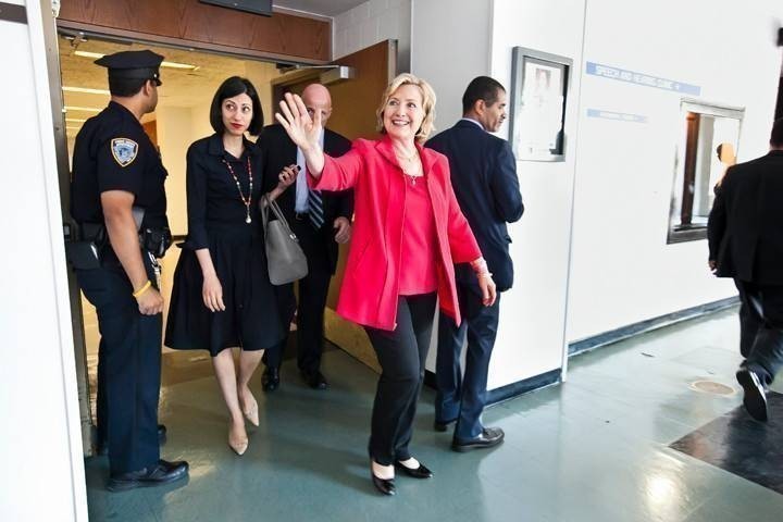 Hillary Rodham Clinton waves to admirers after the Bronx Cildren's Museum 'Dream Big Day at Lehman College on July 25.