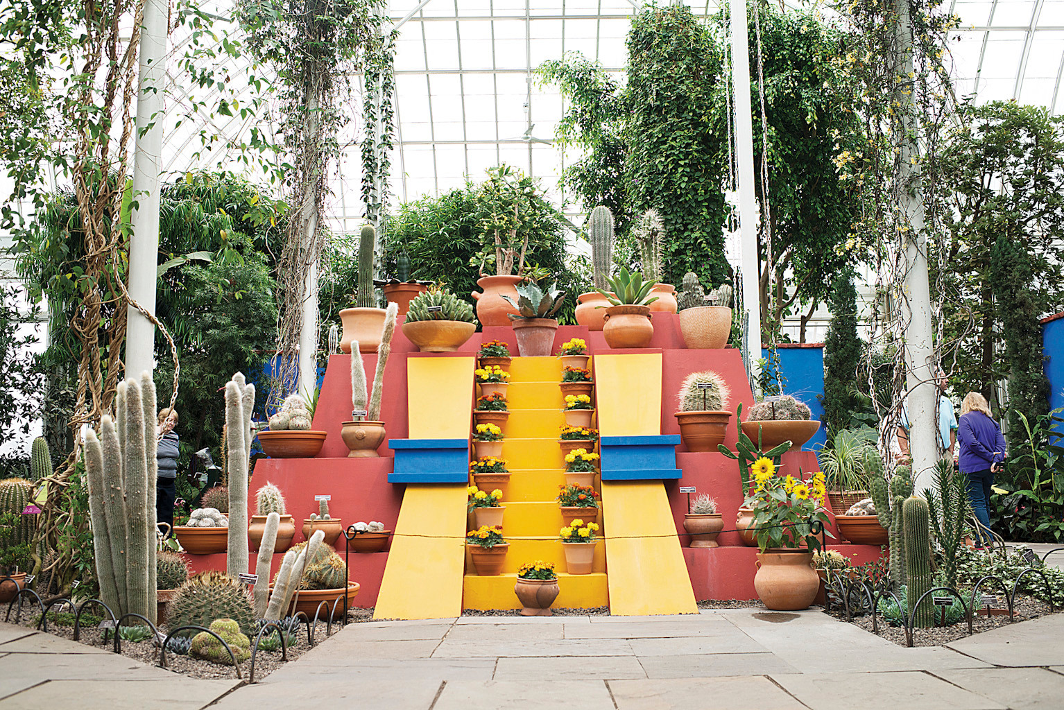 A large pyramid for plants and artwork to sit, similar to what Frida Kahlo had in her Mexico City home, 'Casa Azul.'