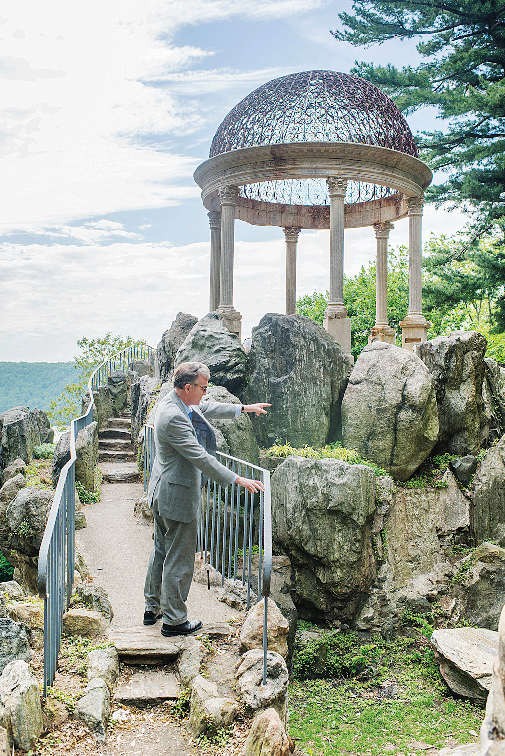 Volunteer chairman of the Untermyer Gardens Conservancy Stephen Byrns gives a tour of the 'Temple of Love,' which the conservancy hopes to restore over the next one or two years.