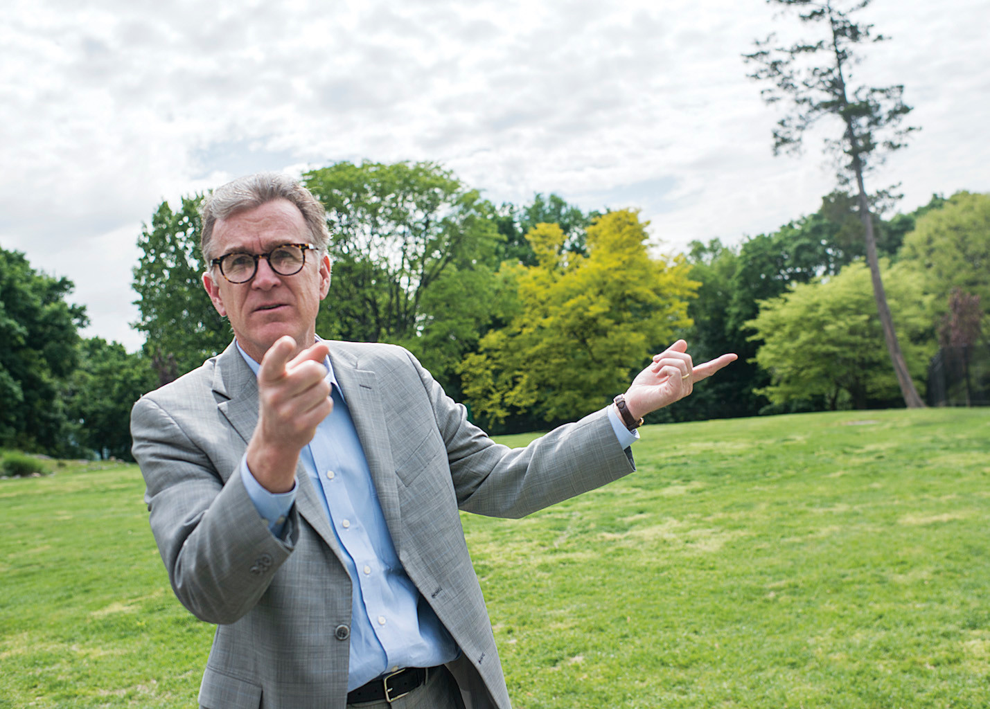 Volunter chairman of the Untermyer Gardens Conservancy, Stephen Byrns, gives a tour of the Walled Gardens.