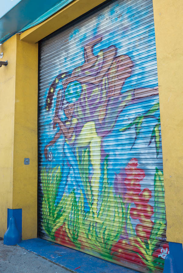 An aerosol mural painted by artist Giannina Guiterrez.